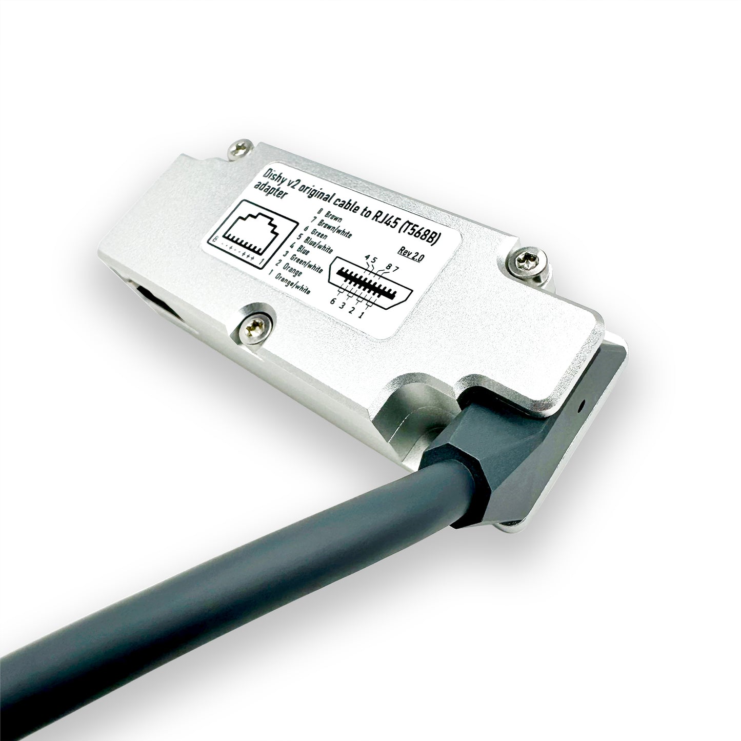 Standard Actuated Starlink original cable to RJ45 adapter. For Dishy V2.