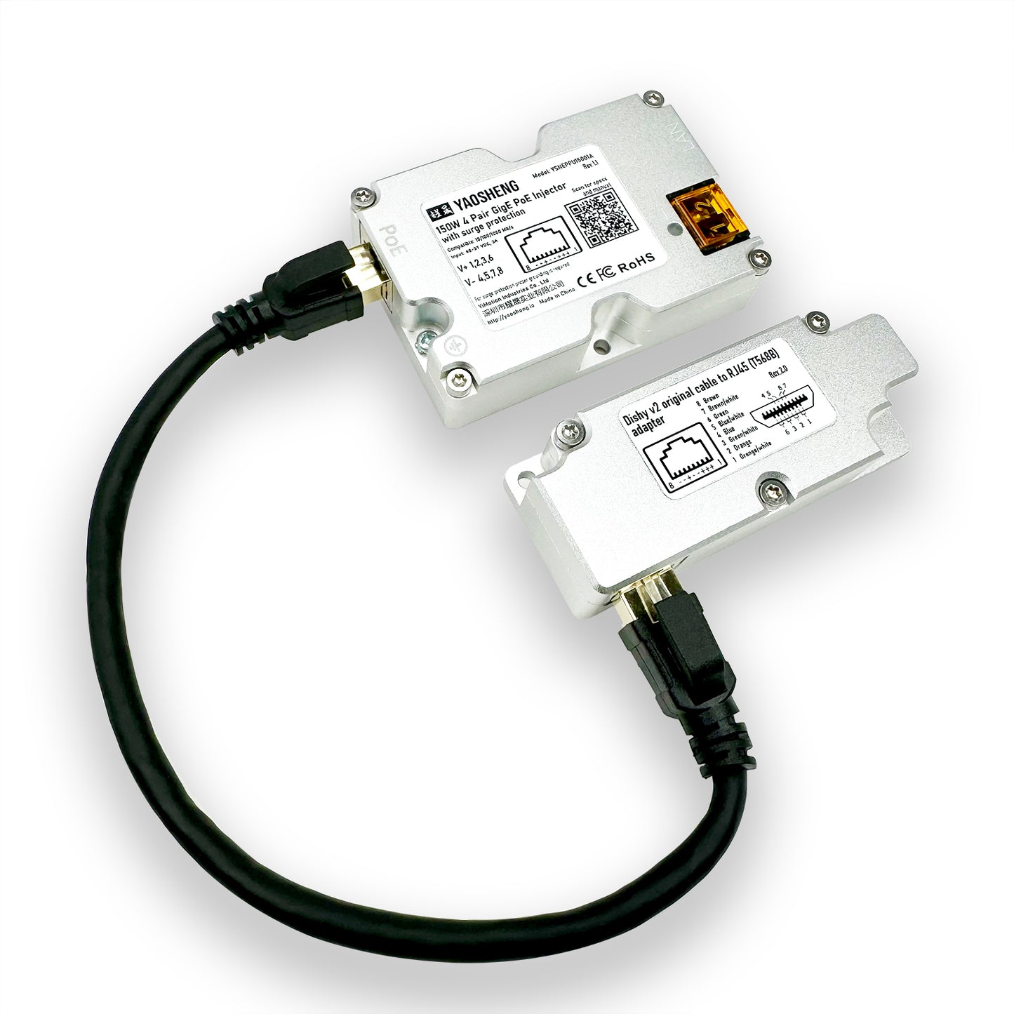 Standard Actuated Starlink original cable to RJ45 adapter. For Dishy V2.