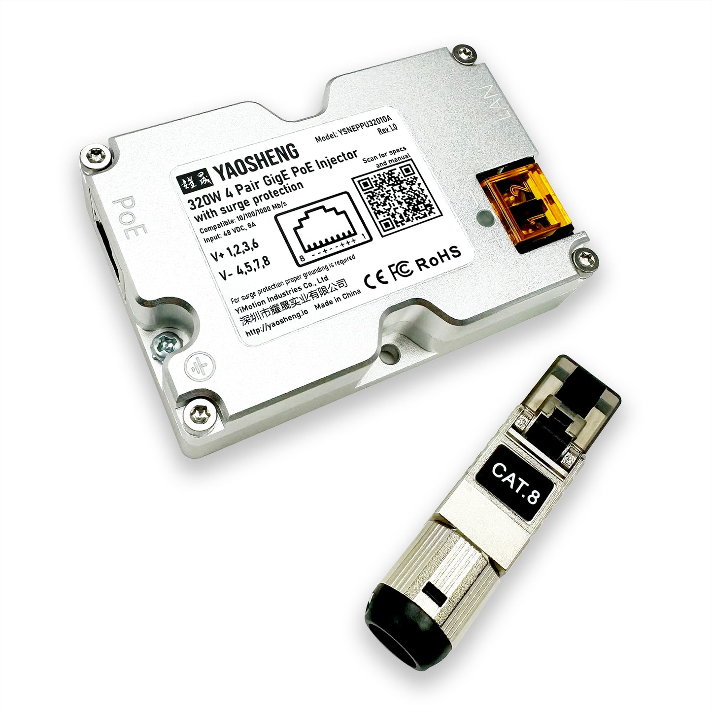 320W PoE Injector with Comprehensive Protection. Suitable for High Performance Dishy.