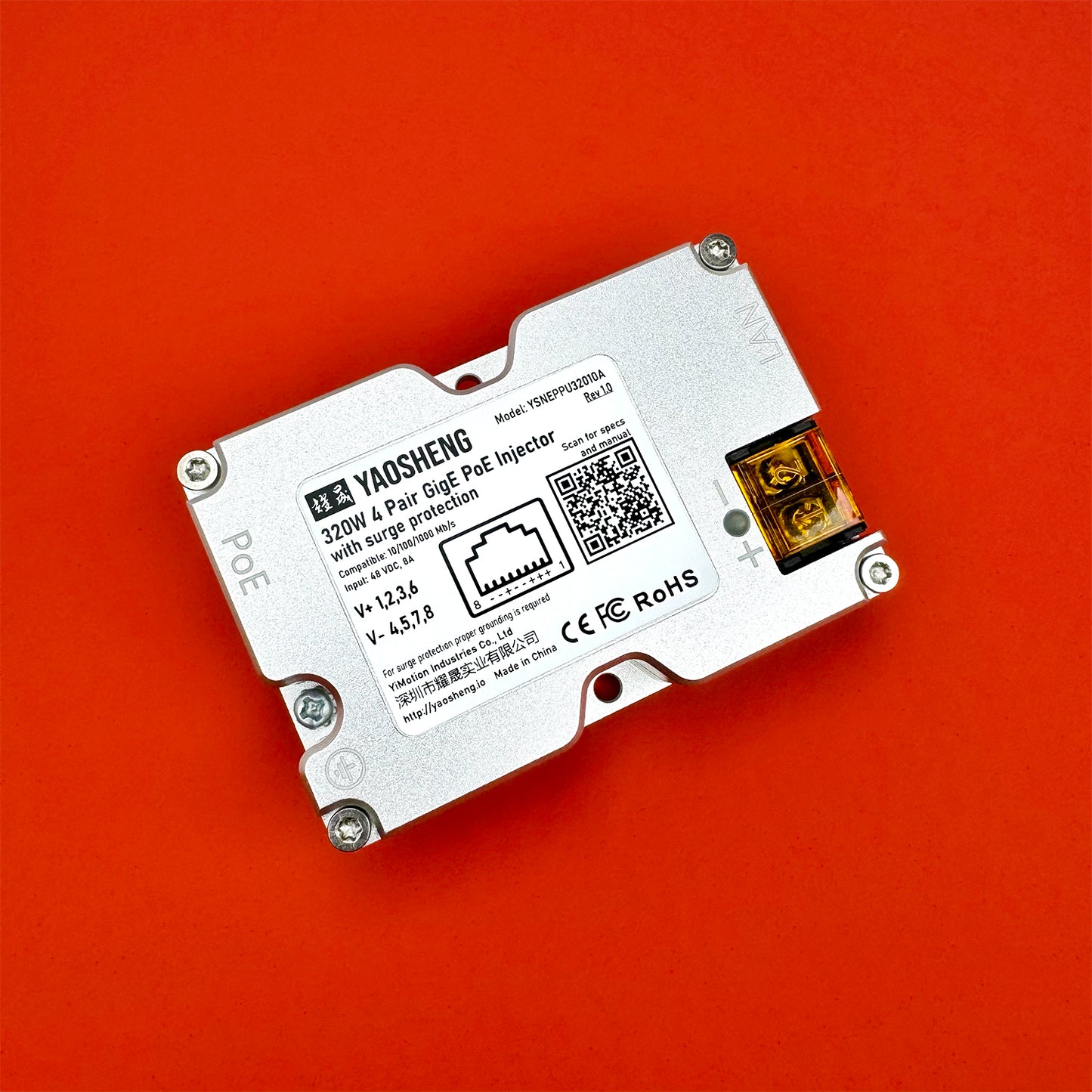 320W PoE Injector with Comprehensive Protection. Suitable for High Performance Dishy.