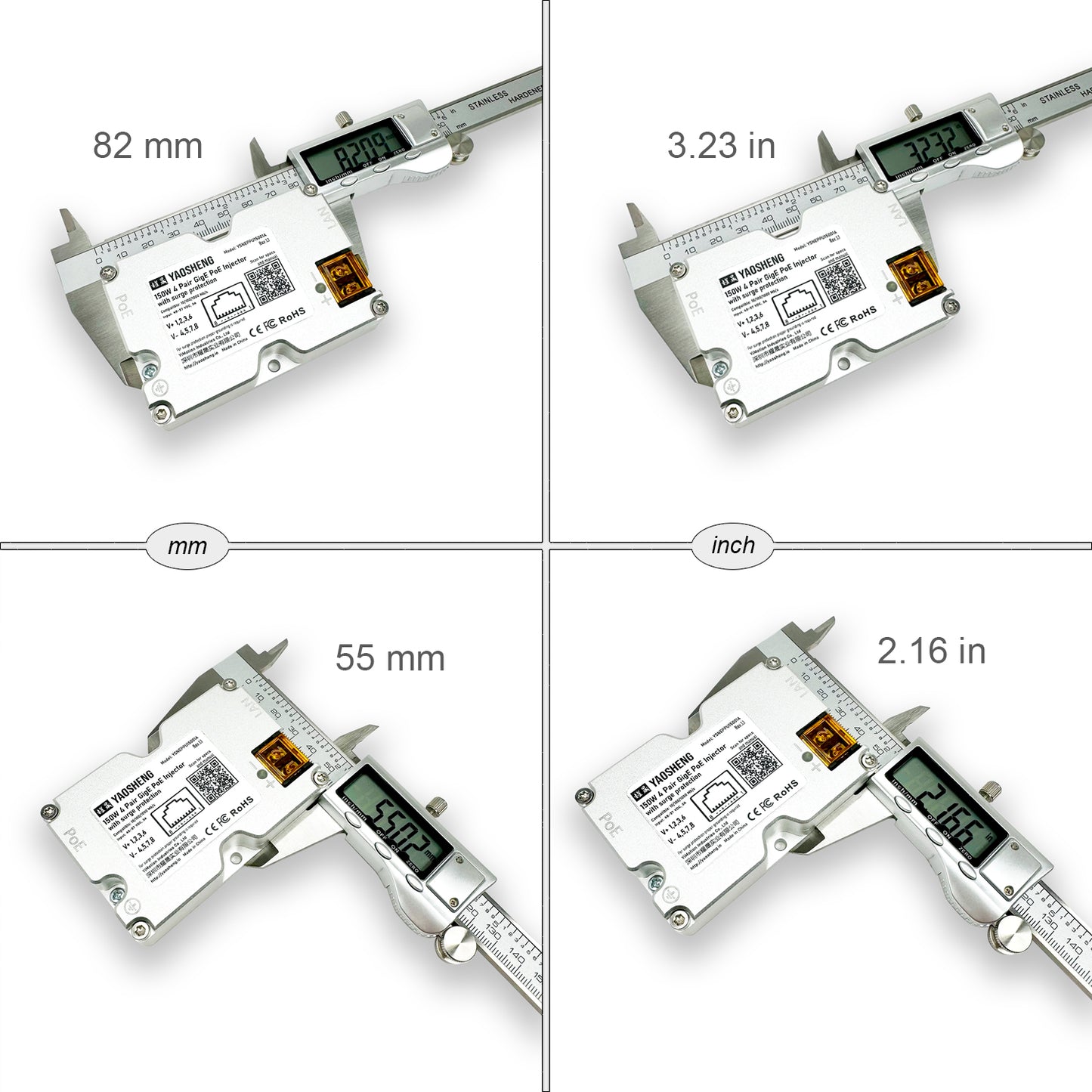 150W 4 Pair GigE PoE Injector with surge protection.