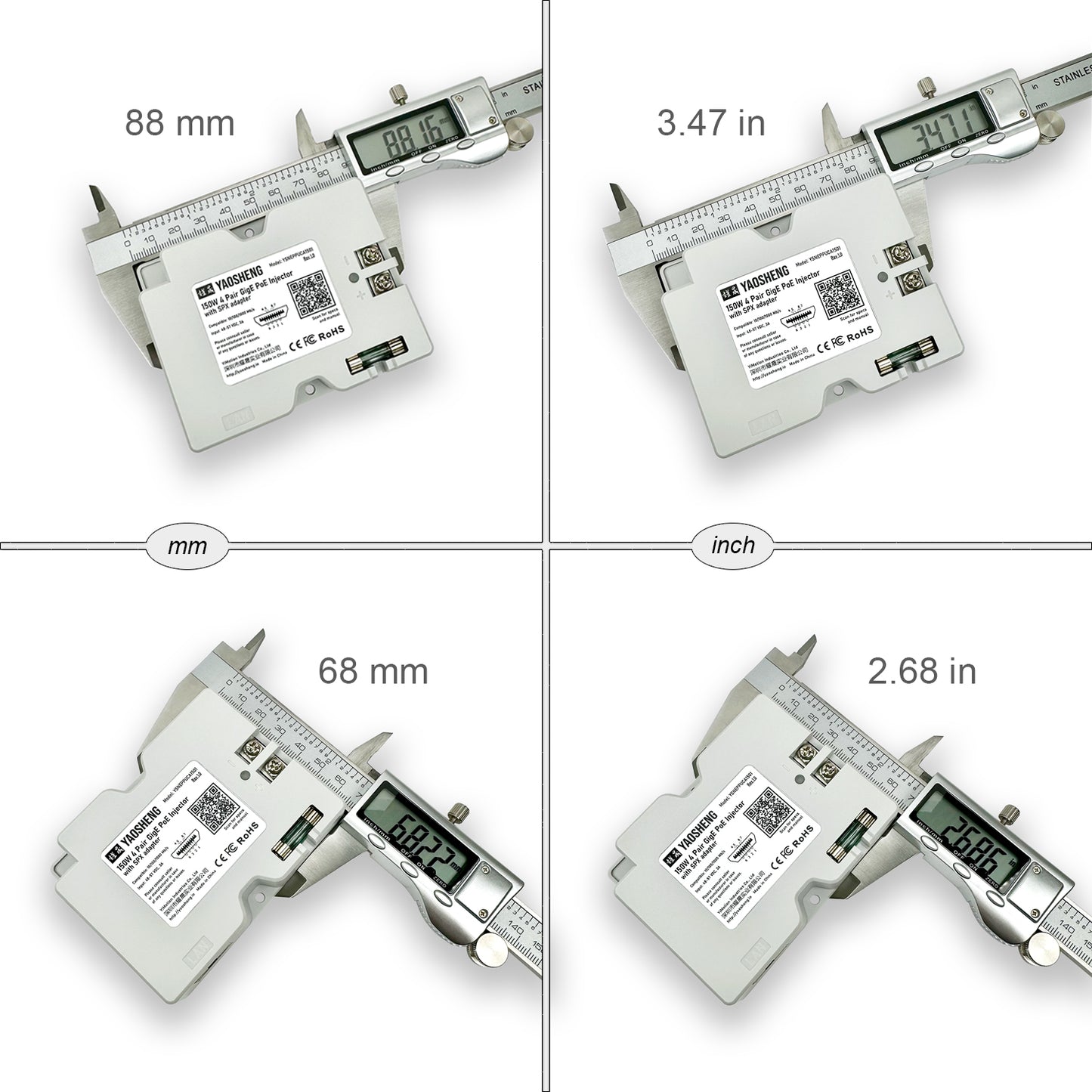 2 in 1. 150W 4 Pair GigE PoE Injector with SPX Adapter.